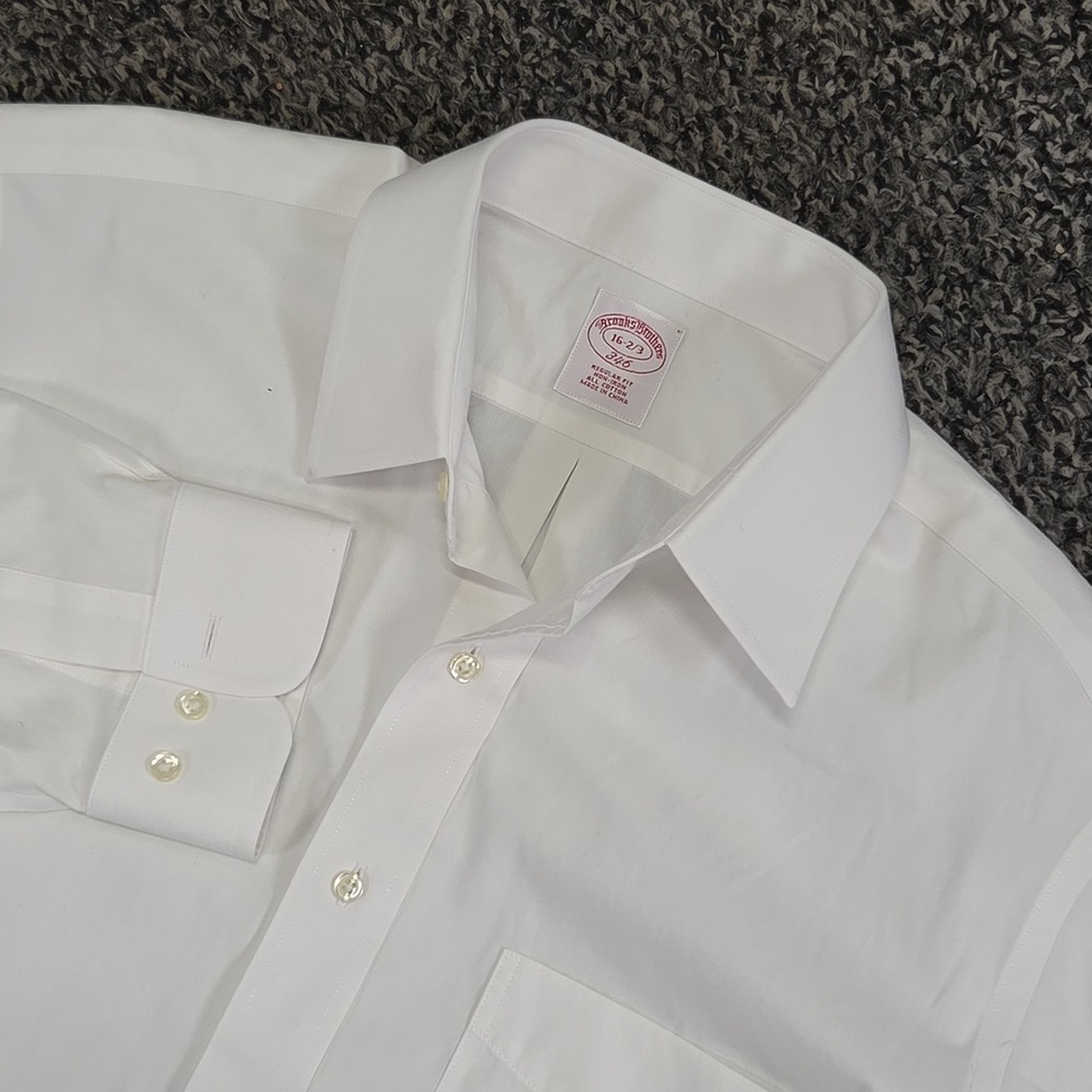 Brooks Brothers 346 Long Sleeve Mens White Non-Iron Cotton Dress Shirt 16-2/3